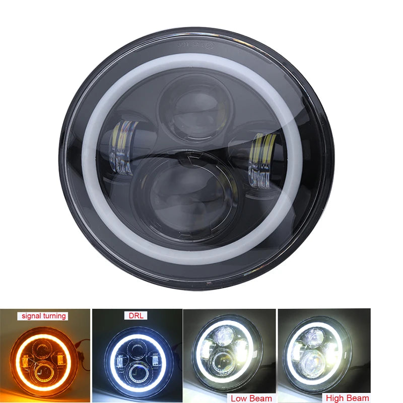 Wrangler "Angel Eye" 7-Inch LED Headlights: 90W Ultra-Bright Series