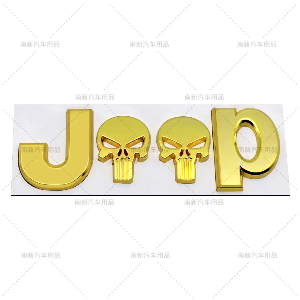 3D Metal Skull Emblem Badge for Jeep Wrangler & Cherokee