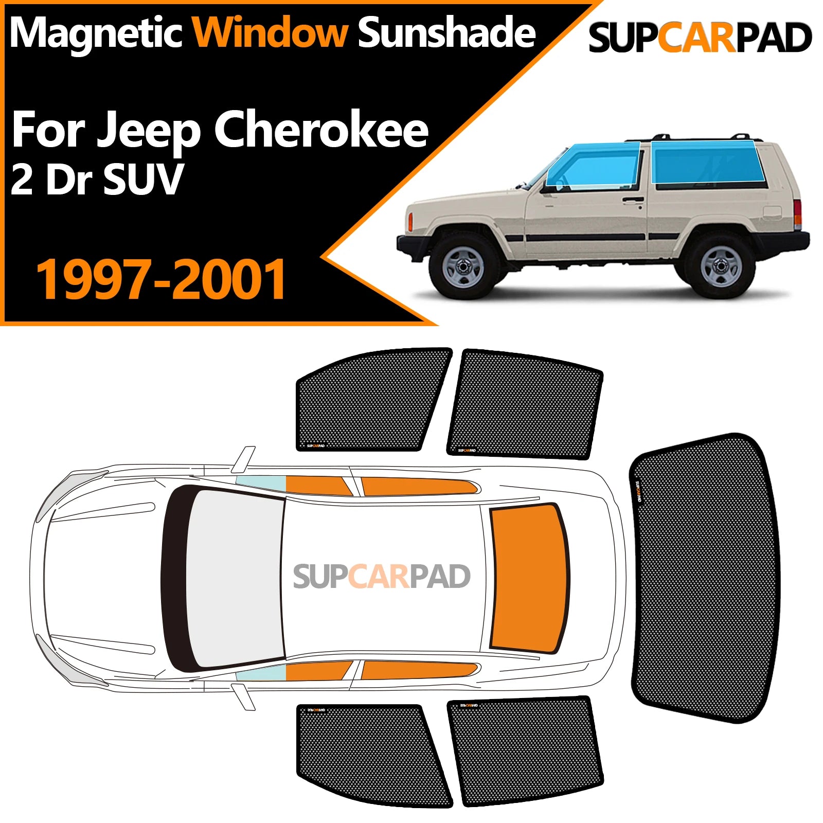 Custom Magnetic Window Sunshades for 1997-2001 2-Door SUV