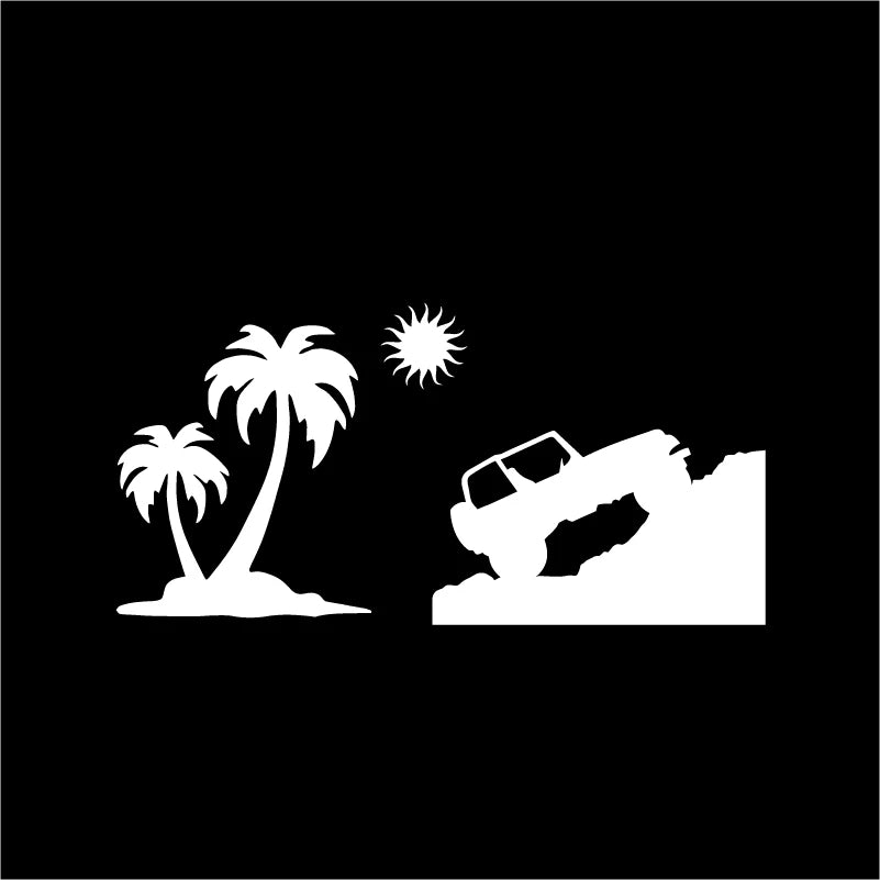 Jeep Beach & Palm Trees Vinyl Decal