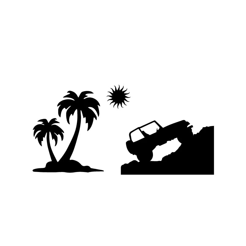 Jeep Beach & Palm Trees Vinyl Decal