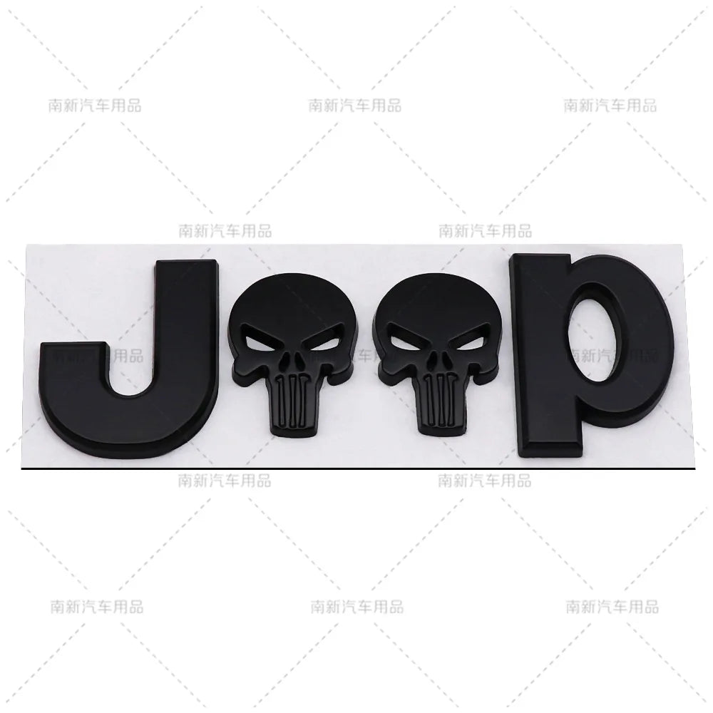 3D Metal Skull Emblem Badge for Jeep Wrangler & Cherokee