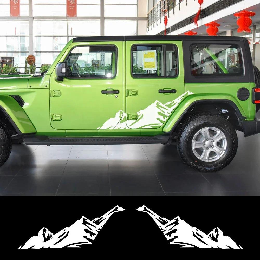 2PCS Snow Mountain Side Graphics for Jeep Wrangler & Rubicon
