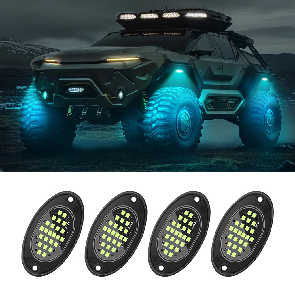 4PCS LED Rock Lights - Ultra-Bright Underglow for Jeep & Off-Road Trucks