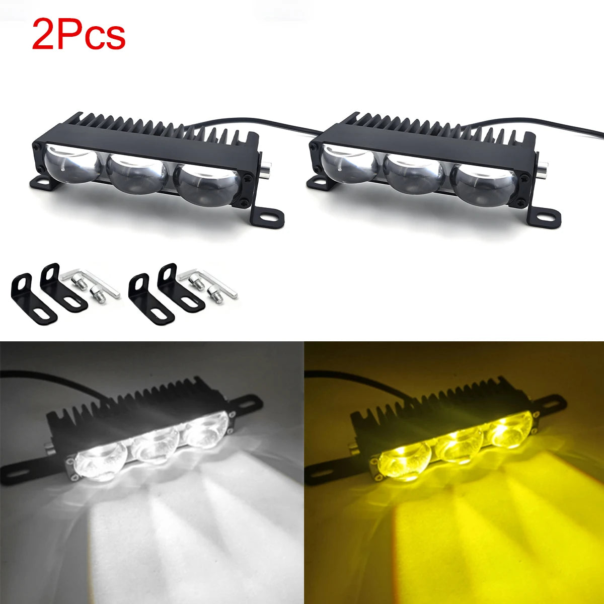 Dual-Color Yellow and White LED Work Light with Multi-Lens Design