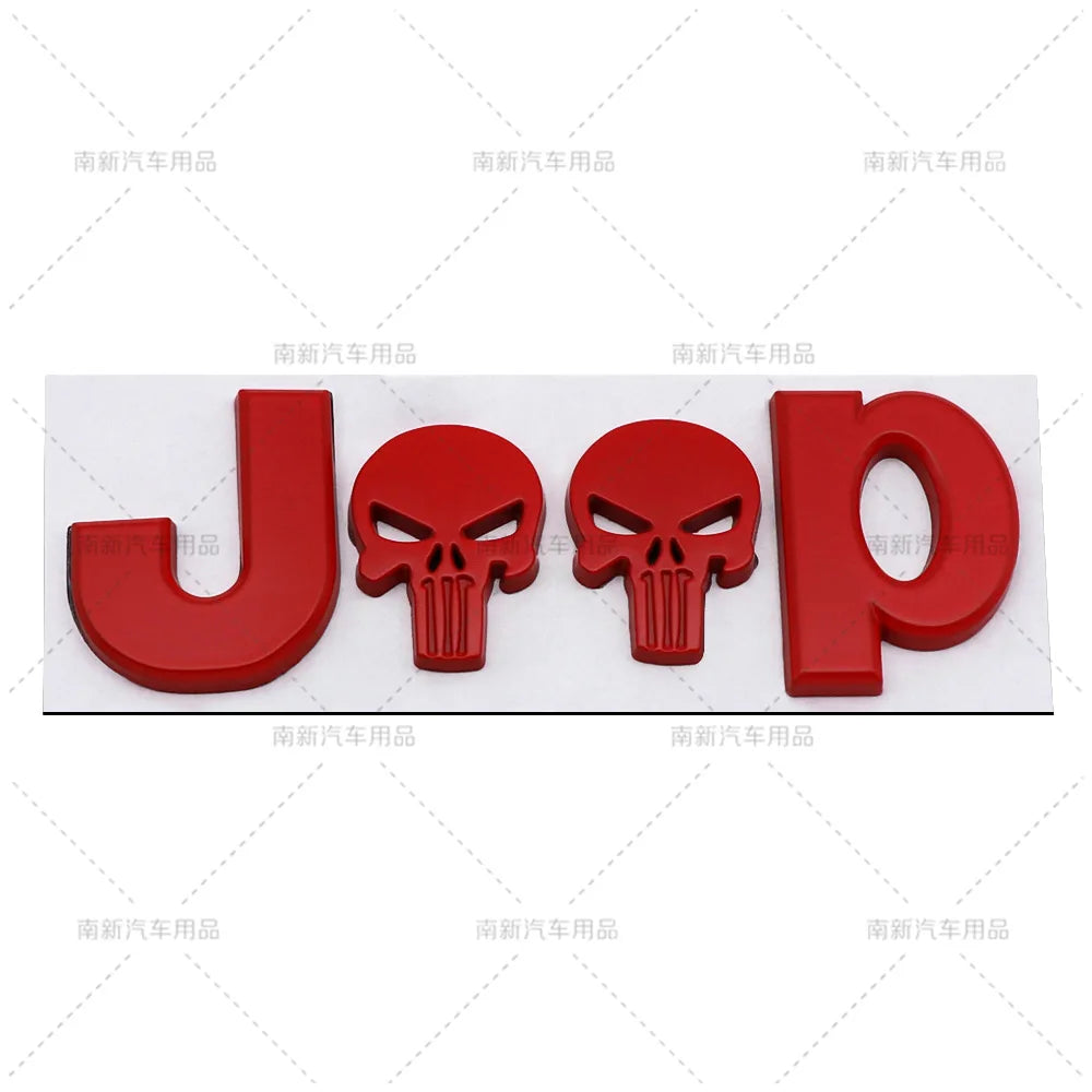 3D Metal Skull Emblem Badge for Jeep Wrangler & Cherokee