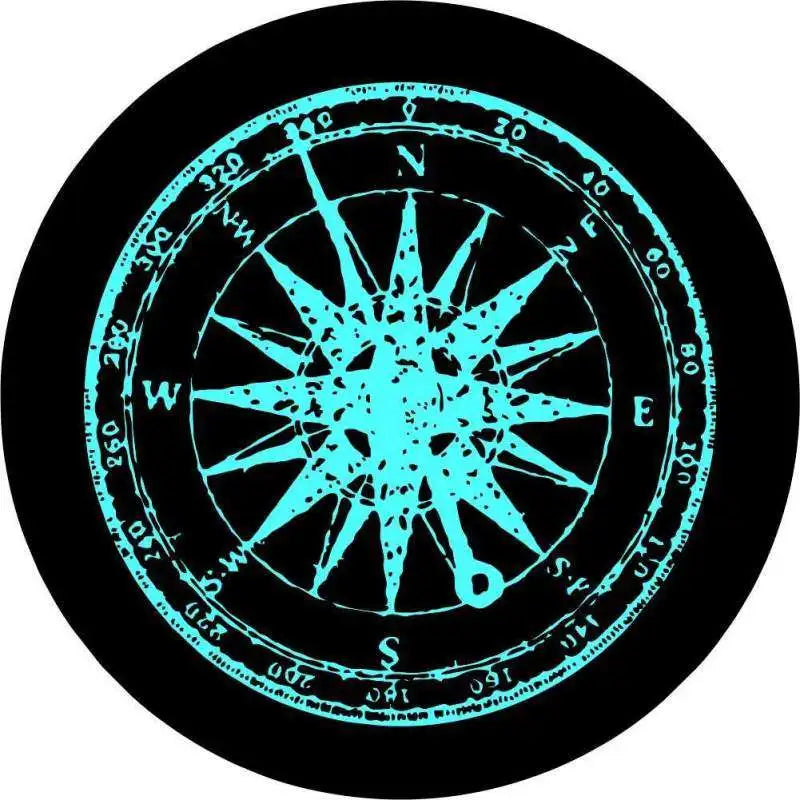 Compass Rose Black Spare Tire Cover UV Sun Wheel Covers Fit for Trailer, RV, SUV and Many Vehicle 15 Inch