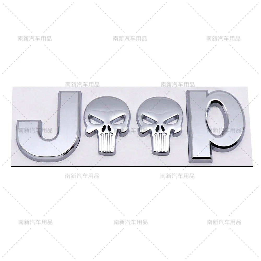 3D Metal Skull Emblem Badge for Jeep Wrangler & Cherokee