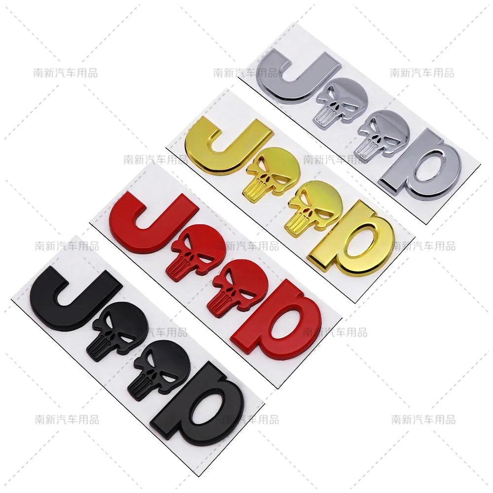 3D Metal Skull Emblem Badge for Jeep Wrangler & Cherokee