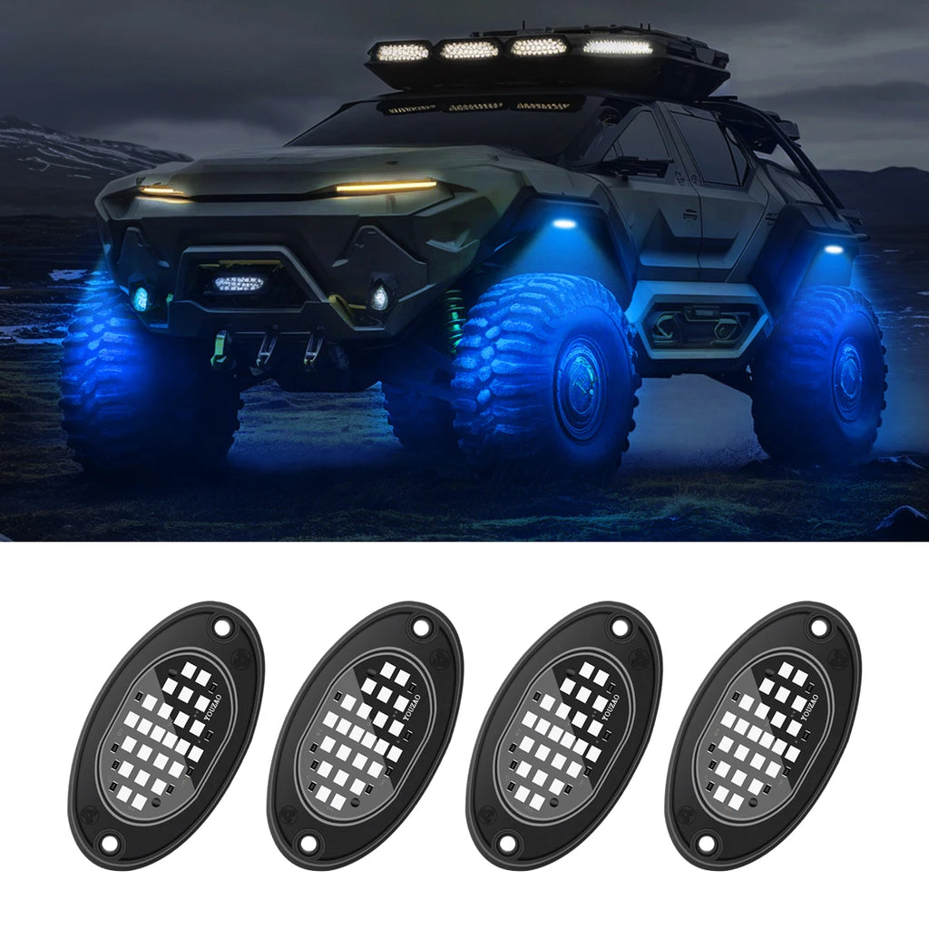 4PCS LED Rock Lights - Ultra-Bright Underglow for Jeep & Off-Road Trucks