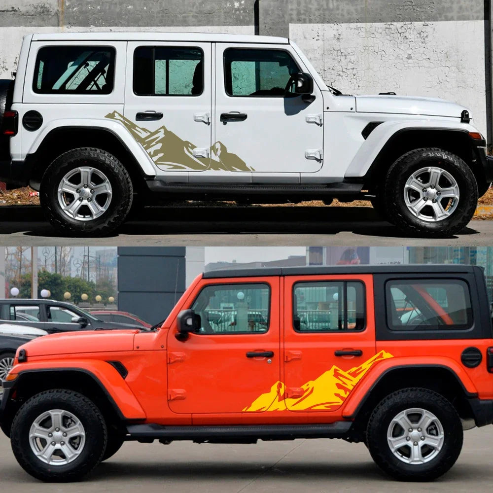 2PCS Snow Mountain Side Graphics for Jeep Wrangler & Rubicon