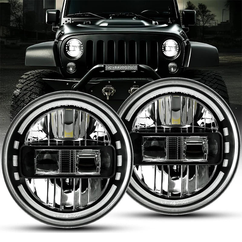 Wrangler "Angel Eye" 7-Inch LED Headlights: 90W Ultra-Bright Series