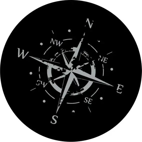 Compass Rose Black Spare Tire Cover UV Sun Wheel Covers Fit for Trailer, RV, SUV and Many Vehicle 15 Inch