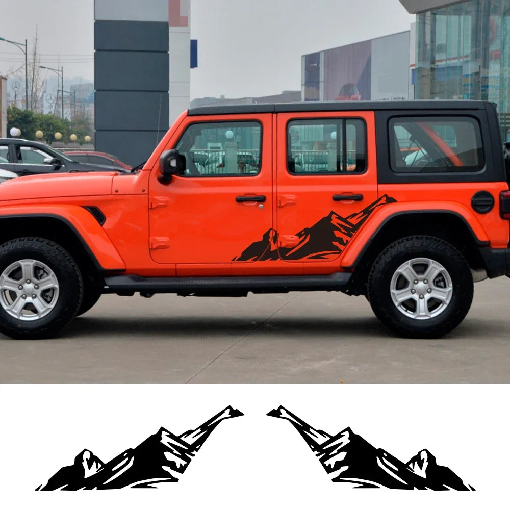2PCS Snow Mountain Side Graphics for Jeep Wrangler & Rubicon