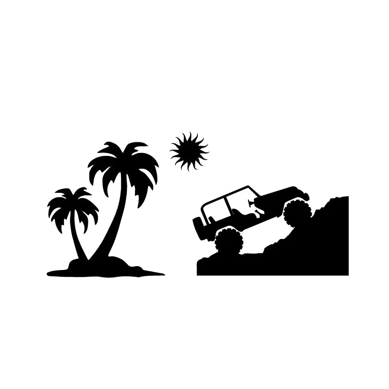 Jeep Beach & Palm Trees Vinyl Decal