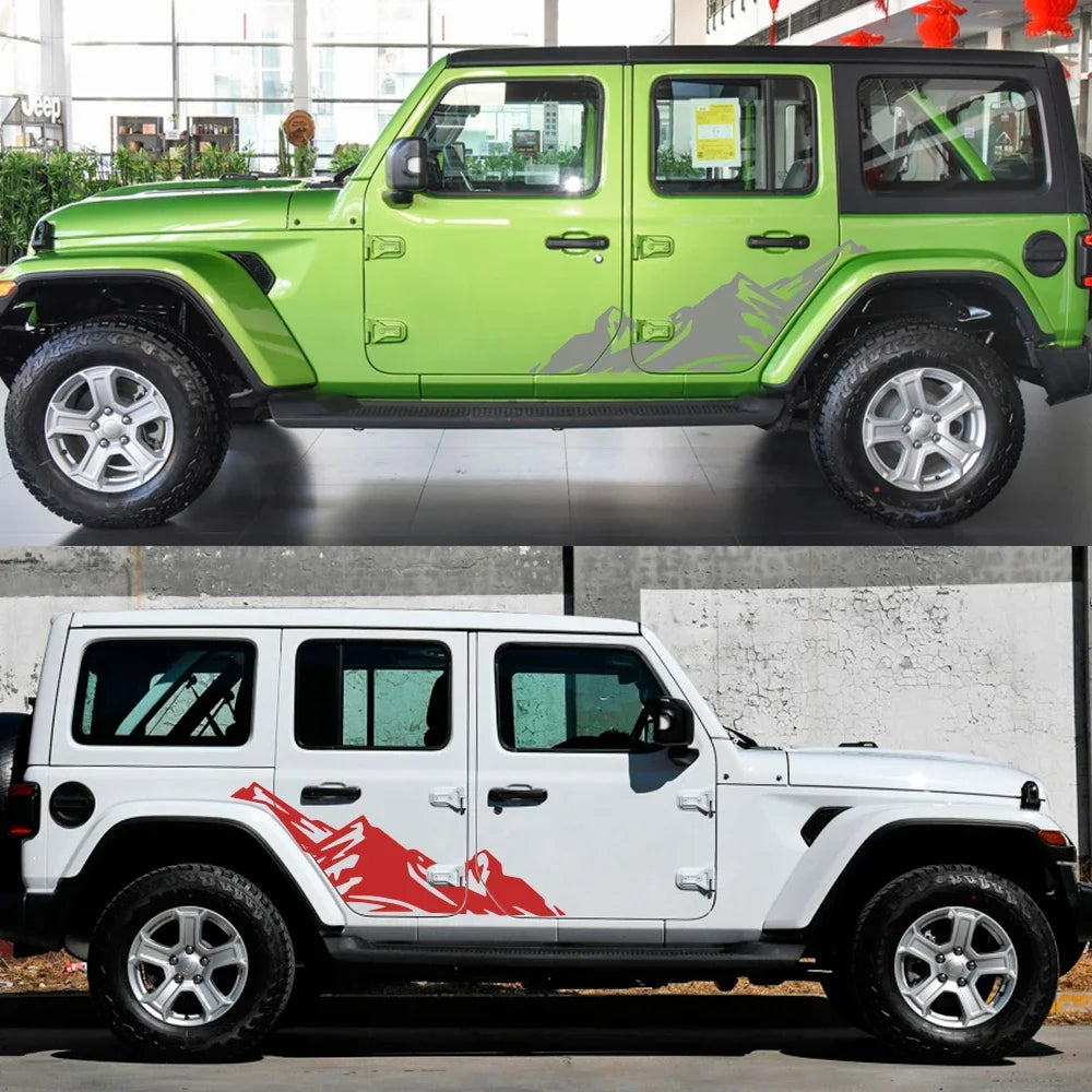 2PCS Snow Mountain Side Graphics for Jeep Wrangler & Rubicon