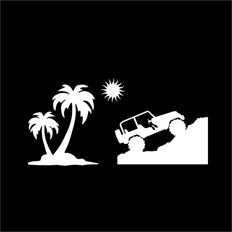 Jeep Beach & Palm Trees Vinyl Decal