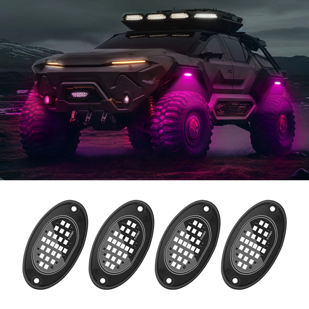 4PCS LED Rock Lights - Ultra-Bright Underglow for Jeep & Off-Road Trucks