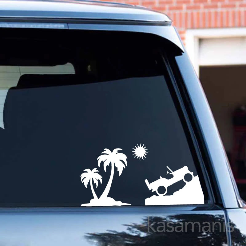 Jeep Beach & Palm Trees Vinyl Decal