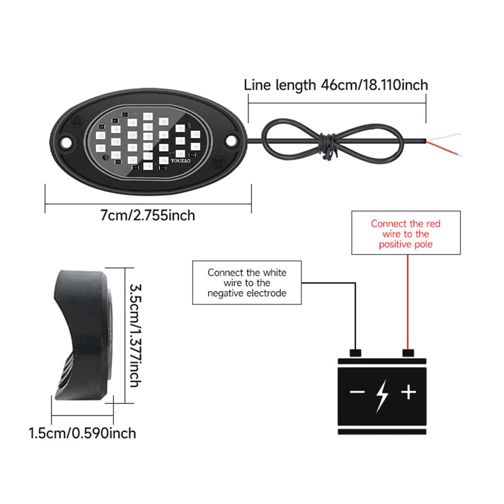 4PCS LED Rock Lights - Ultra-Bright Underglow for Jeep & Off-Road Trucks