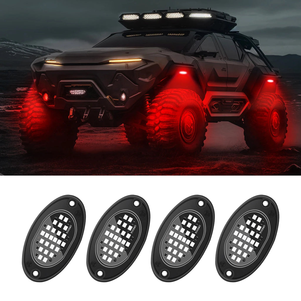 4PCS LED Rock Lights - Ultra-Bright Underglow for Jeep & Off-Road Trucks