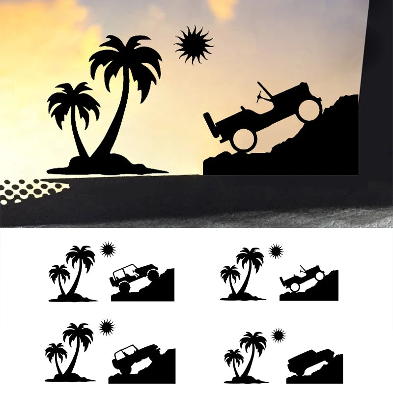 Jeep Beach & Palm Trees Vinyl Decal